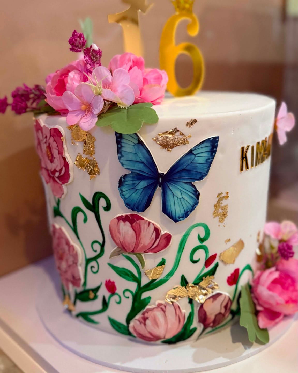 Hand-painted fondant cake
